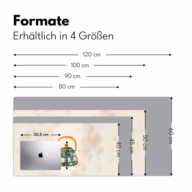 Theepot - Groen - Bloemen - Oranje Muismat XXL klein -ysfeer5_duits