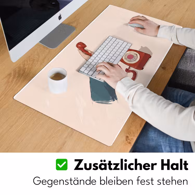 Schreibtischunterlage - Telefon – Handy – Vintage – Kommunikation – Rot - Telefoon - Hand - Vintage - Communicatie - Rood Muismat XXL klein