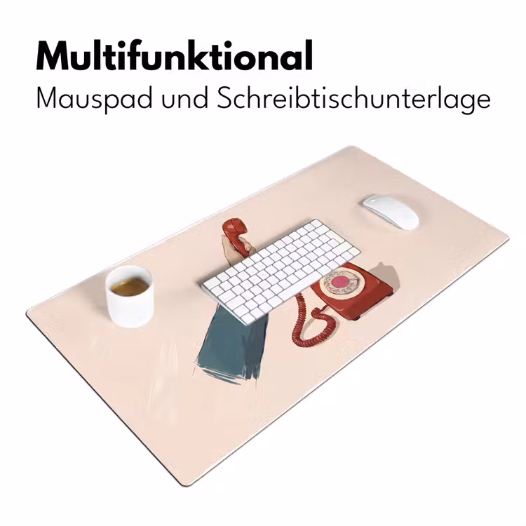 Schreibtischunterlage - Telefon – Handy – Vintage – Kommunikation – Rot - Telefoon - Hand - Vintage - Communicatie - Rood Muismat XXL klein