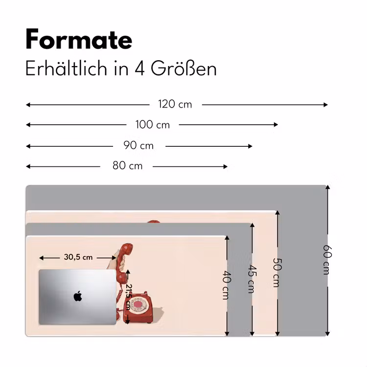 Schreibtischunterlage - Telefon – Handy – Vintage – Kommunikation – Rot - Telefoon - Hand - Vintage - Communicatie - Rood Muismat XXL klein