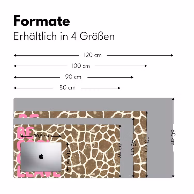 Tekst - Be cool or leave - Roze - Giraffenprint Muismat XXL klein -ysfeer5_duits