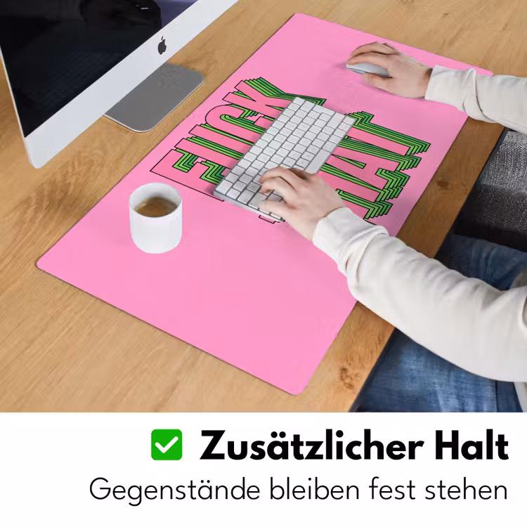 Tekst - Bold - Roze Muismat XXL klein -ysfeer3_duits