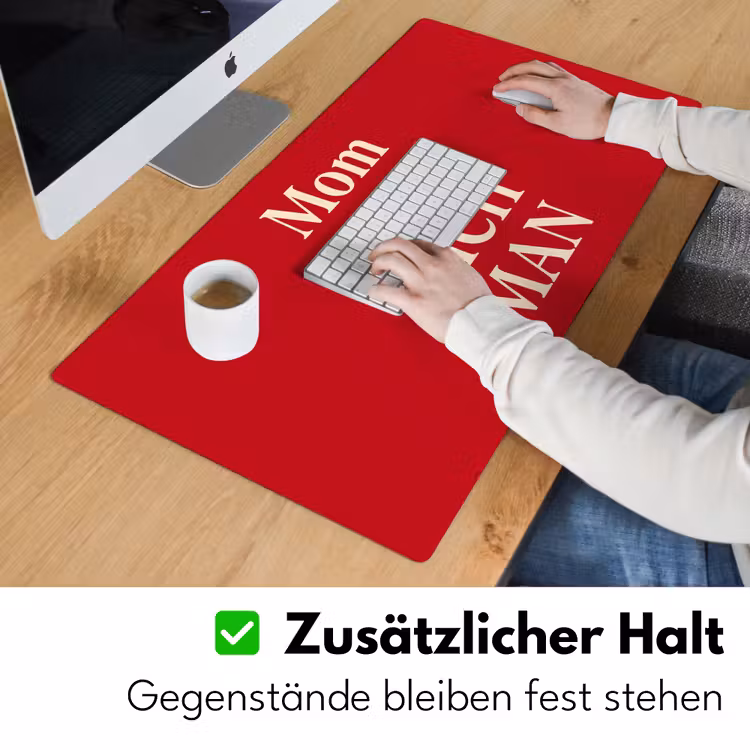 Schreibtischunterlage - Text – Reichtum – Motivation – Rot – Modern - Tekst - Rijkdom - Motivatie - Rood - Modern Muismat XXL klein
