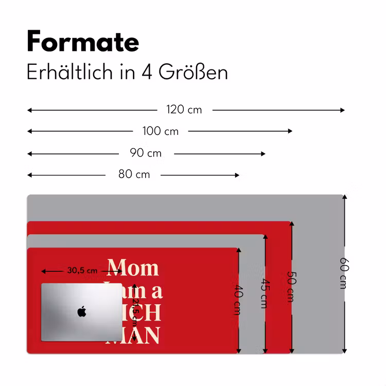 Schreibtischunterlage - Text – Reichtum – Motivation – Rot – Modern - Tekst - Rijkdom - Motivatie - Rood - Modern Muismat XXL klein
