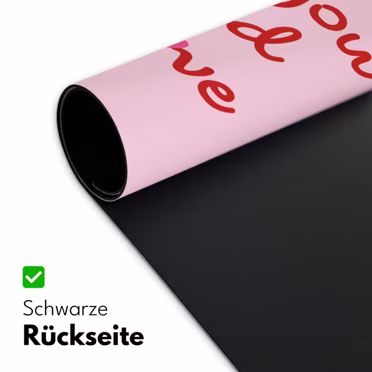 Tekst - Roze - Love - Hart Muismat XXL klein -ysfeer2_duits