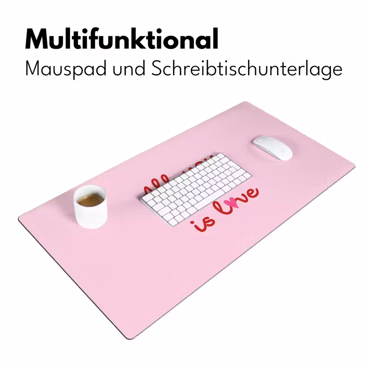Tekst - Roze - Love - Hart Muismat XXL klein -ysfeer4_duits