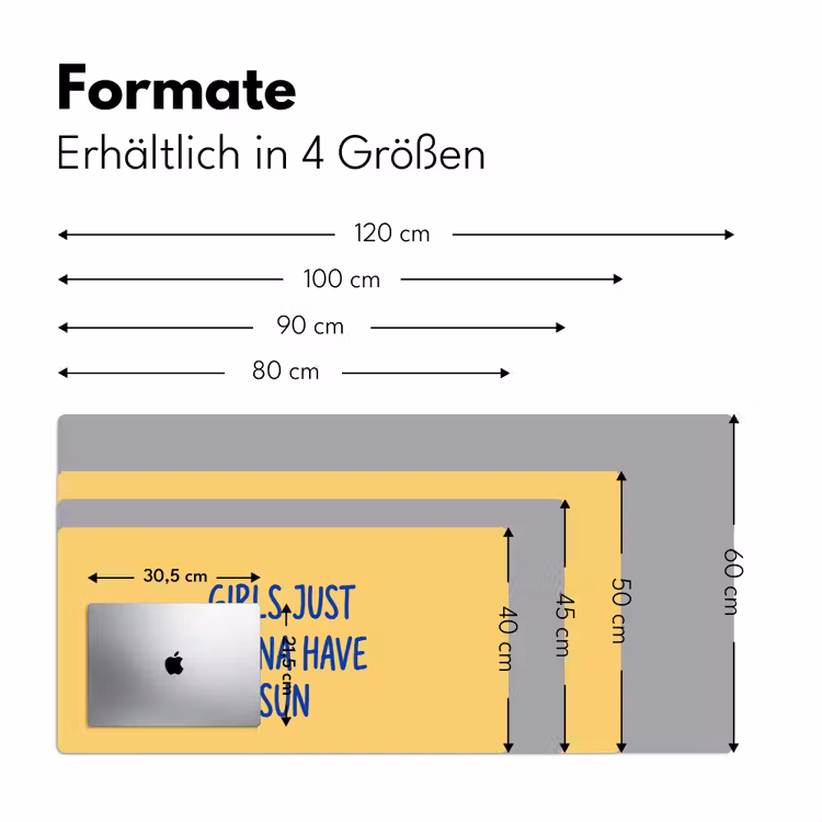 Schreibtischunterlage - Text – Sonne – Sommer – Modern – Gelb - Tekst - Zon - Zomer - Modern - Geel Muismat XXL klein