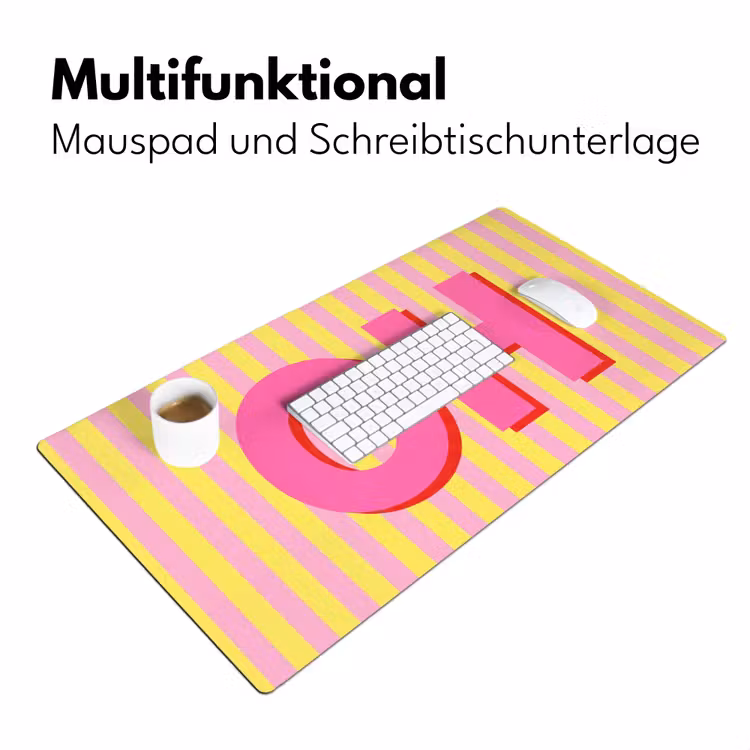Tekst - Strepen - Roze Muismat XXL klein -ysfeer4_duits