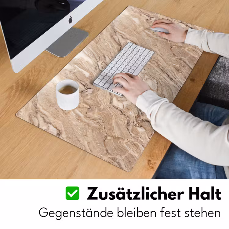 Textuur - Aders - Abstract - Modern - Beige Muismat XXL klein -ysfeer3_duits