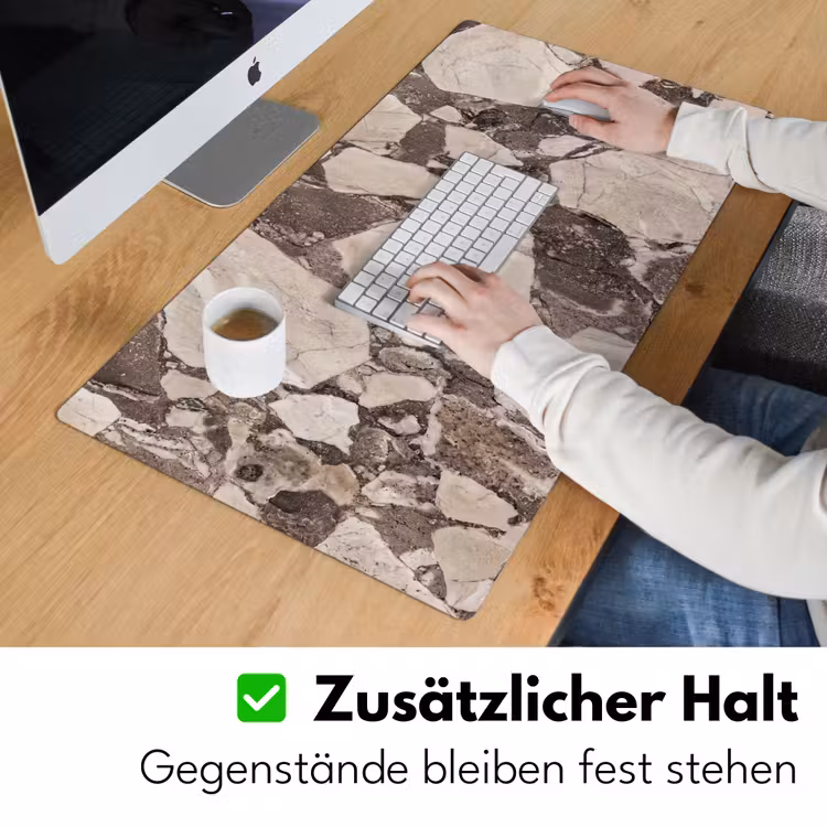 Textuur - Marmer - Abstract - Beige - Bruin Muismat XXL klein -ysfeer3_duits