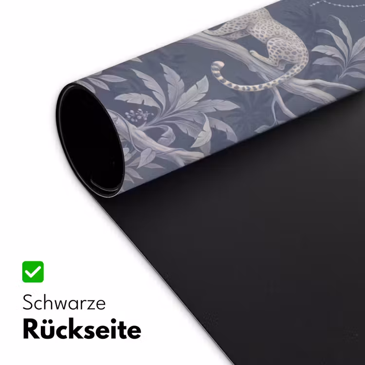 Dieren - Jungle - Illustratie - Bomen - Blauw Muismat XXL klein -ysfeer2_duits