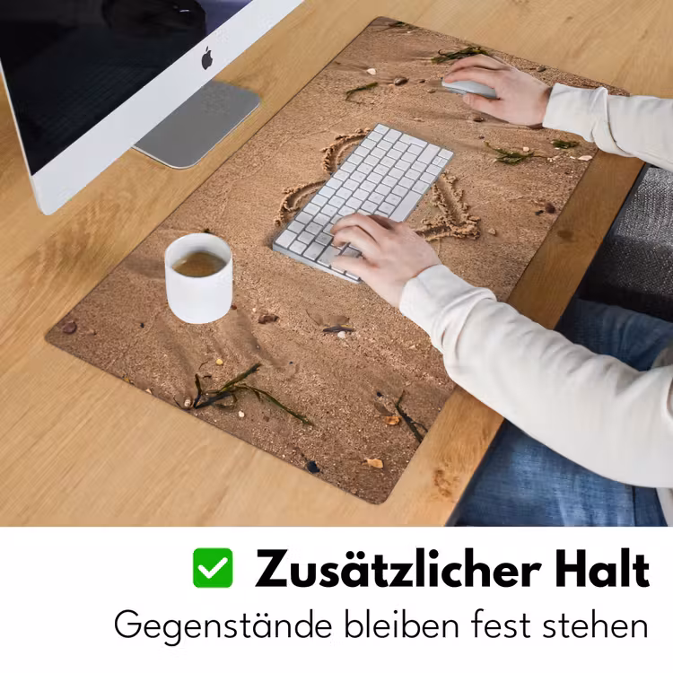 Schreibtischunterlage - Tiere – Herz – Strand – Sand – Rosa - Dieren - Hart - Strand - Zand - Roze Muismat XXL klein
