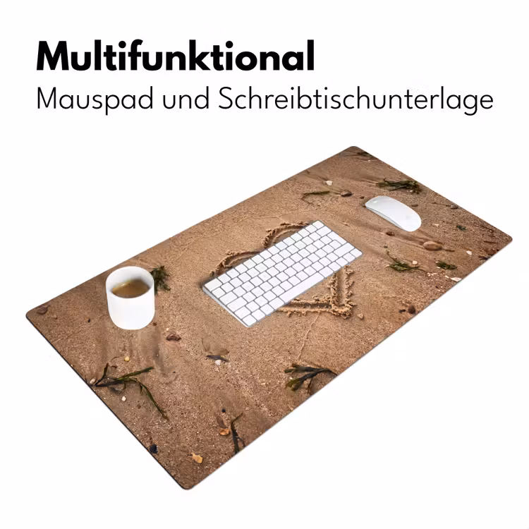 Schreibtischunterlage - Tiere – Herz – Strand – Sand – Rosa - Dieren - Hart - Strand - Zand - Roze Muismat XXL klein
