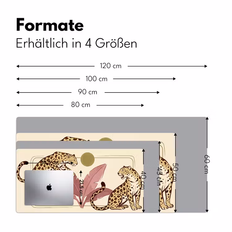 Schreibtischunterlage - Tiere – Katze – Dschungel – Illustration – Beige - Dieren - Kat - Jungle - Illustratie - Beige Muismat XXL klein