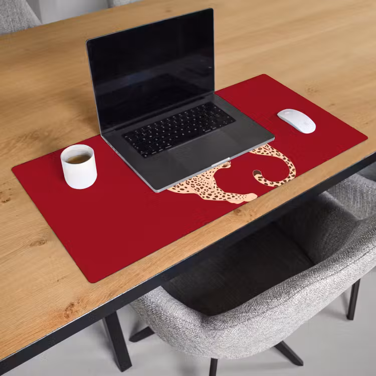 Schreibtischunterlage - Tiere – Leopard – Abstrakt – Rot – Modern - Dieren - Luipaard - Abstract - Rood - Modern Muismat XXL klein