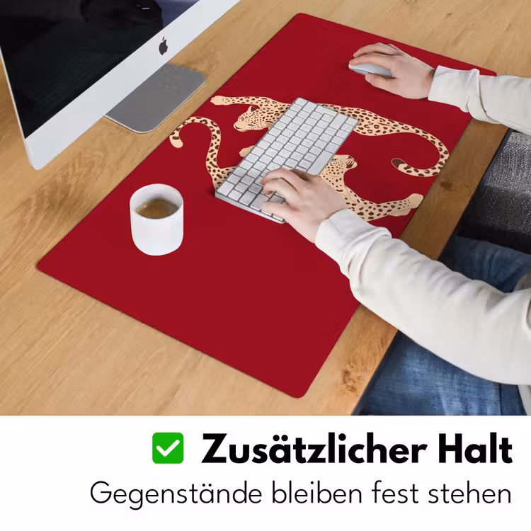 Schreibtischunterlage - Tiere – Leopard – Abstrakt – Rot – Modern - Dieren - Luipaard - Abstract - Rood - Modern Muismat XXL klein