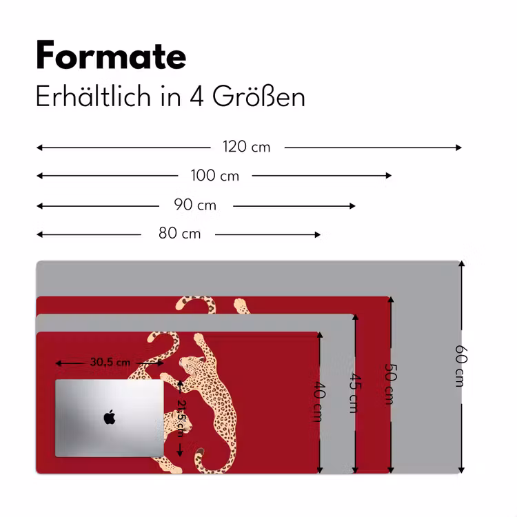 Schreibtischunterlage - Tiere – Leopard – Abstrakt – Rot – Modern - Dieren - Luipaard - Abstract - Rood - Modern Muismat XXL klein