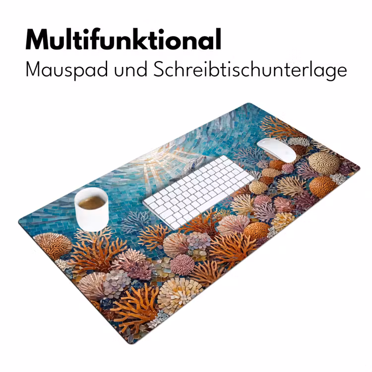 Dieren - Mozaïek - Oceaan - Koraal - Blauw Muismat XXL klein -ysfeer4_duits