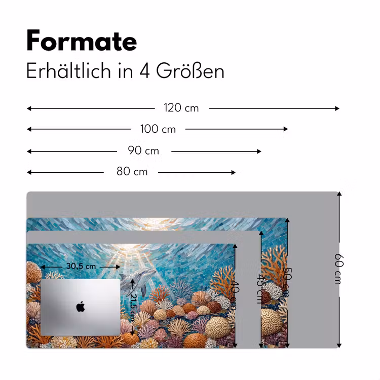 Dieren - Mozaïek - Oceaan - Koraal - Blauw Muismat XXL klein -ysfeer5_duits