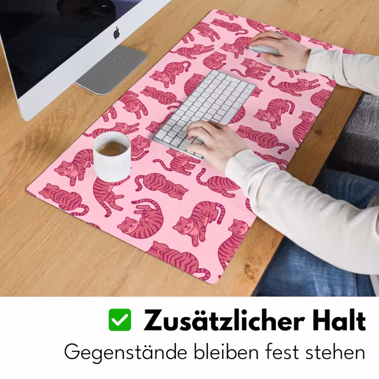 Schreibtischunterlage - Tiere – Muster – Rosa – Verspielt – Cartoon - Dieren - Patroon - Roze - Speels - Cartoon Muismat XXL klein