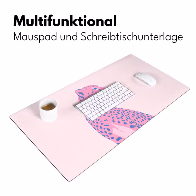 Schreibtischunterlage - Tiere – Profil – Abstrakt – Rosa – Blau - Dieren - Profiel - Abstract - Roze - Blauw Muismat XXL klein