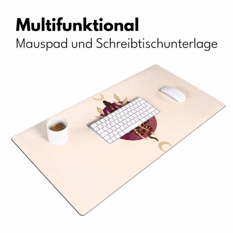 Schreibtischunterlage - Tiere – Schlange – Mond – Mystik – Abstrakt - Dieren - Slang - Maan - Mystiek - Abstract Muismat XXL klein