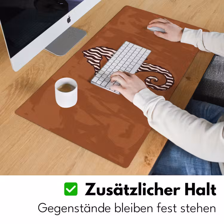 Schreibtischunterlage - Tiere – Seepferdchen – Abstrakt – Braun – Streifen - Dieren - Zeepaardje - Abstract - Bruin - Strepen Muismat XXL klein