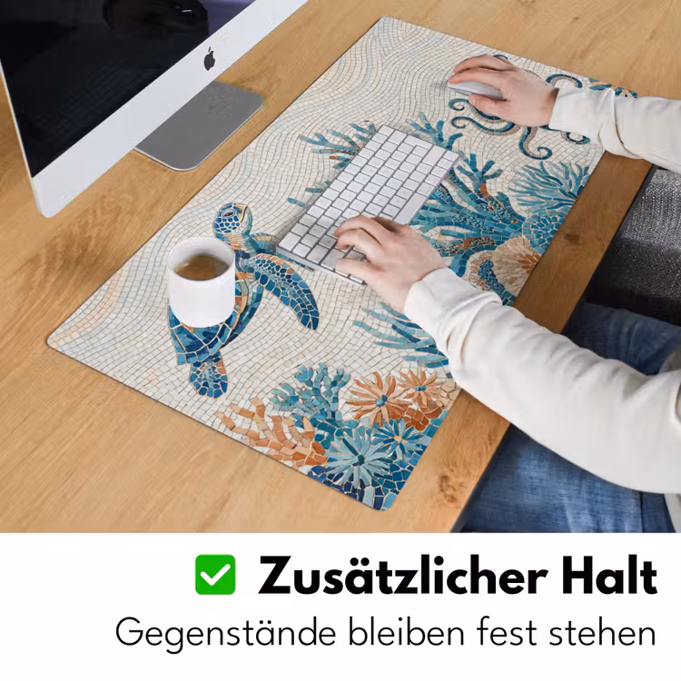 Dieren - Onderwater - Natuur - Mozaïek - Blauw Muismat XXL klein -ysfeer3_duits