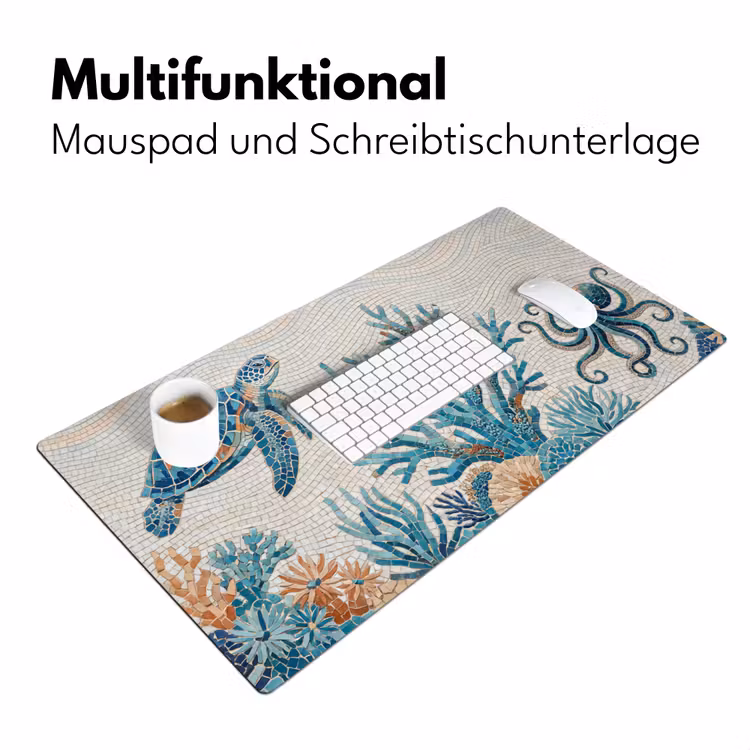 Dieren - Onderwater - Natuur - Mozaïek - Blauw Muismat XXL klein -ysfeer4_duits