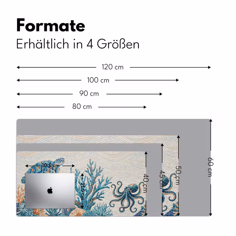 Dieren - Onderwater - Natuur - Mozaïek - Blauw Muismat XXL klein -ysfeer5_duits