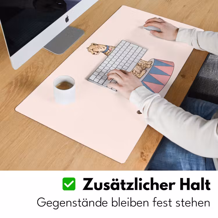 Schreibtischunterlage - Tiere – Zirkus – Illustration – Vintage – Rosa - Dieren - Circus - Illustratie - Vintage - Roze Muismat XXL klein