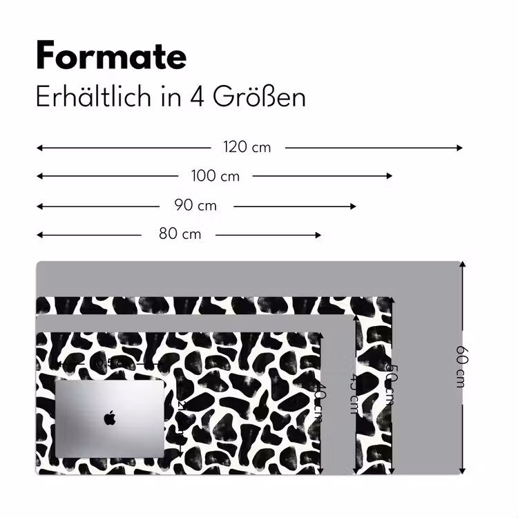 Dierenpatroon - Vlekken - Zwart - Wit Muismat XXL klein 681 -ysfeer5_duits