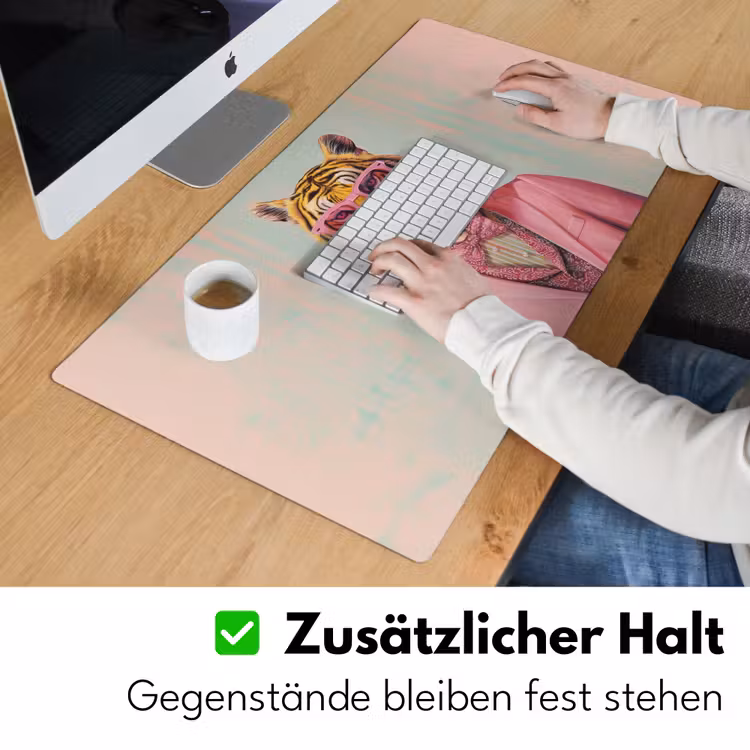 Tijger - Strik - Jasje - Roze Muismat XXL klein -ysfeer3_duits