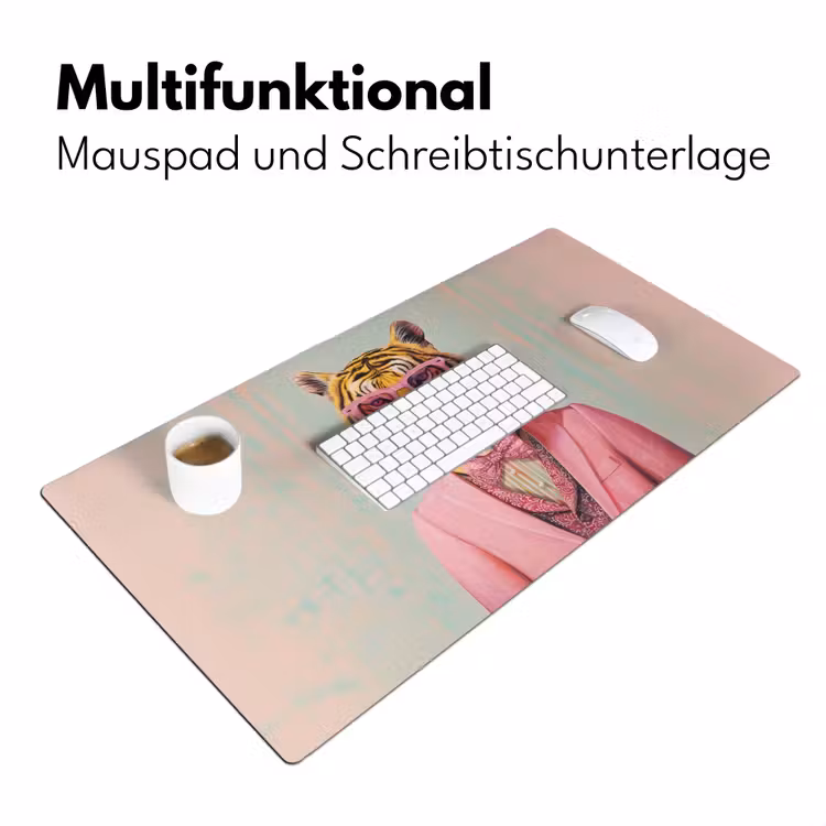 Tijger - Strik - Jasje - Roze Muismat XXL klein -ysfeer4_duits