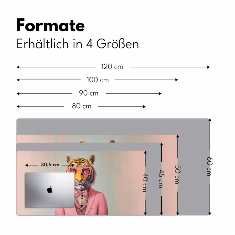 Tijger - Strik - Jasje - Roze Muismat XXL klein -ysfeer5_duits