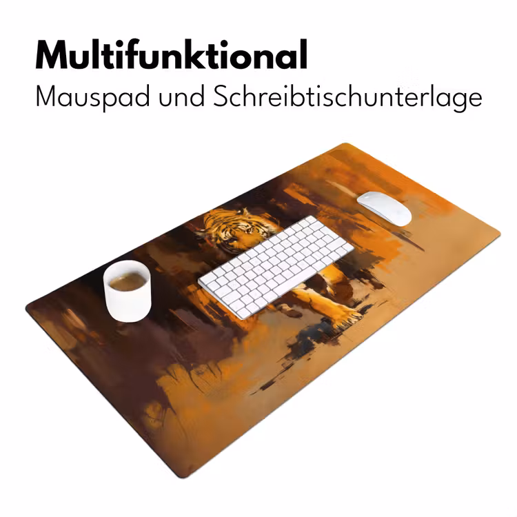Tijger - Geschilderd - Oranje - Penseelstreken Muismat XXL klein -ysfeer4_duits