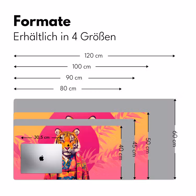 Tijger - Kimono - Planten - Roze Muismat XXL klein -ysfeer5_duits