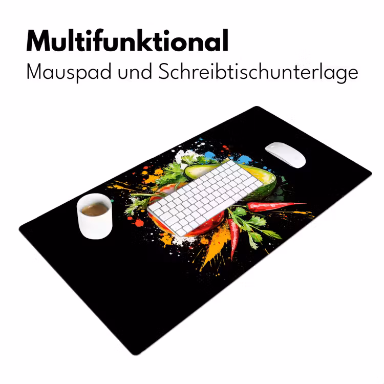Tomaat - Avocado - Peper - Graffiti - Verf - Modern Muismat XXL klein -ysfeer4_duits