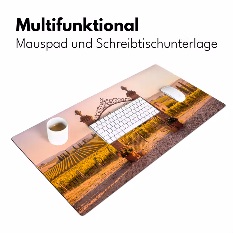 Schreibtischunterlage - Tor – Landschaft – Land – Sonnenlicht – Warm - Poort - Landschap - Platteland - Zonlicht - Warm Muismat XXL klein