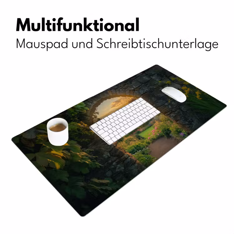 Poort - Planten - Zonsondergang Muismat XXL klein -ysfeer4_duits
