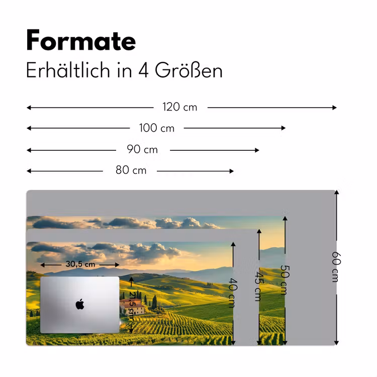 Toscane - Landschap - Wijngaarden Muismat XXL klein -ysfeer5_duits
