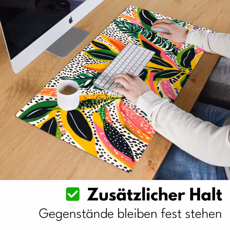 Tropisch - Bladeren - Zwart - wit Muismat XXL klein -ysfeer3_duits