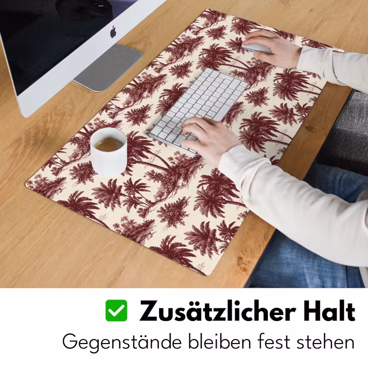 Tropisch - Geometrisch - Bordeauxrood Muismat XXL klein 681 -ysfeer3_duits