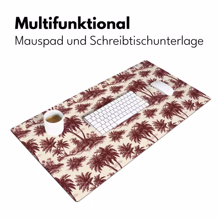 Tropisch - Geometrisch - Bordeauxrood Muismat XXL klein 681 -ysfeer4_duits