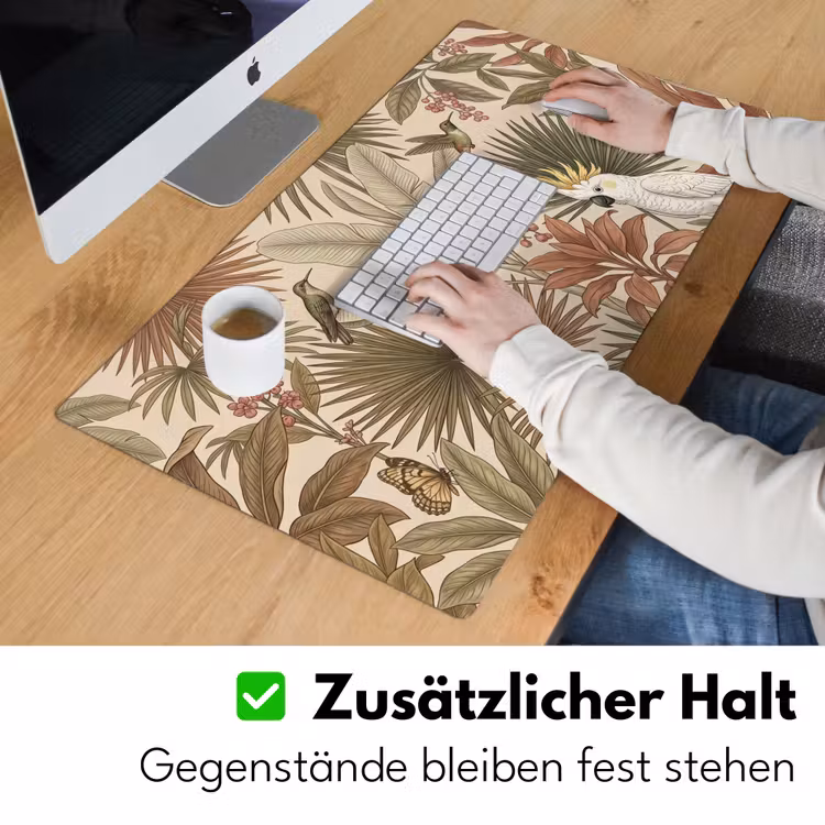 Tropisch - Vogels - Beige Muismat XXL klein -ysfeer3_duits