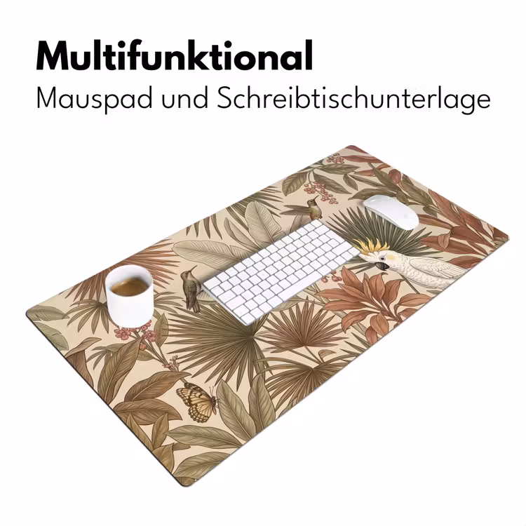 Tropisch - Vogels - Beige Muismat XXL klein -ysfeer4_duits