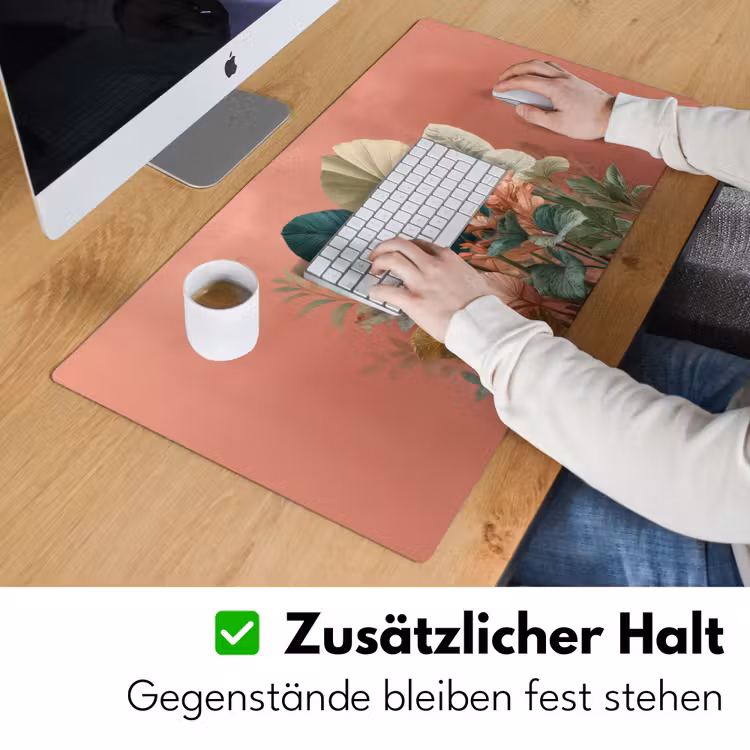 Tropische bladeren - Bloemen - Roze - groen Muismat XXL klein -ysfeer3_duits