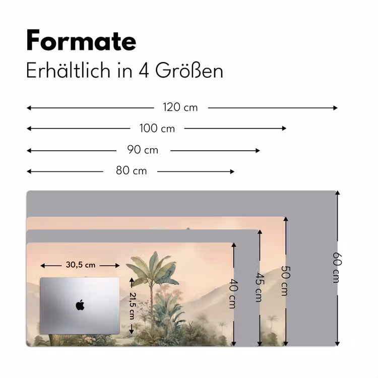 Tropisch landschap - palmbomen - Bloemen - Roze lucht Muismat XXL klein -ysfeer5_duits