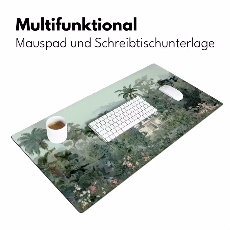 Tropische tuin - Koepelgebouw - Bloemen Muismat XXL klein -ysfeer4_duits