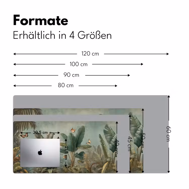 Tropisch bladerdek - Vlinders - groen - Bruin Muismat XXL klein -ysfeer5_duits